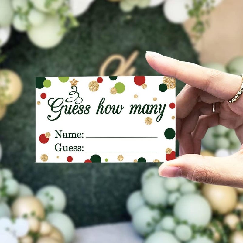 Kadiak Guess How Many Christmas Kisses Baby Shower Party Game Cards Kit (1 Standing Sign + 50 Guessing Cards), Funny Colorful Bauble Decorations Party Game Cards Festive Activities Party Raffle Insert Ticket - Image 2